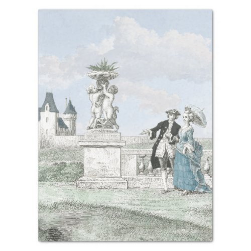 French Couple Chateau Garden Vintage Decoupage  Tissue Paper