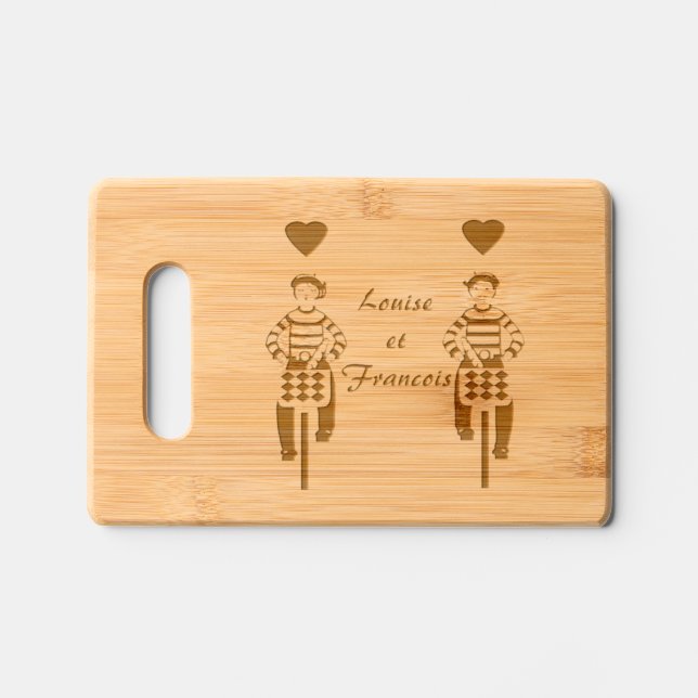 French couple in love engraved cutting board (Front)
