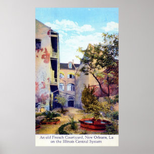 French Courtyard, New Orleans Vintage Poster
