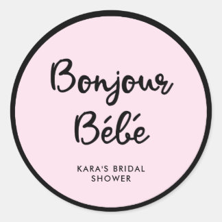 French Couture | Black and Pink Baby Shower Classic Round Sticker