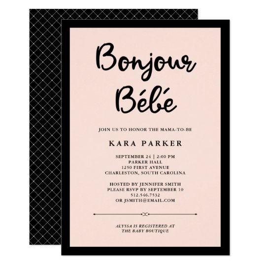 French Couture Black and Pink Baby Shower Invitation