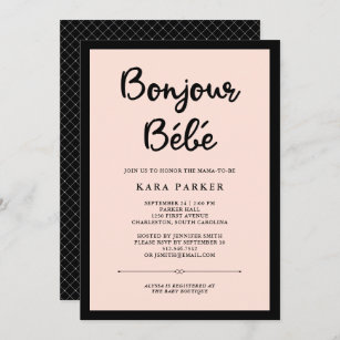 French Couture   Black and Pink Baby Shower Invitation