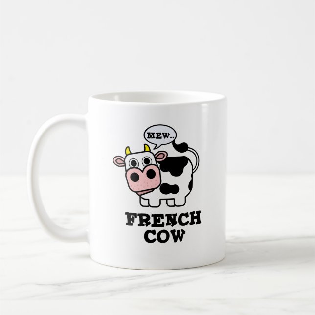 French Cow Funny Animal Pun  Coffee Mug (Left)