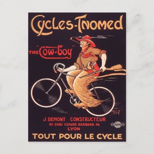 French Cowboy Bicycle Ad Postcard