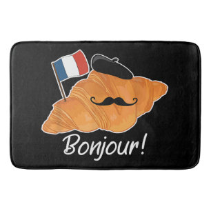 French Croissant Lover France Flag Francophile  Bath Mat