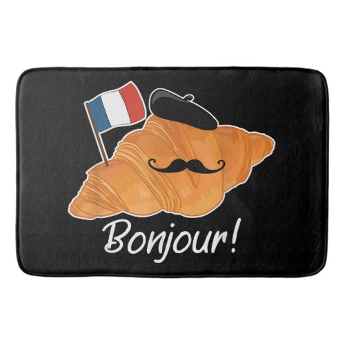 French Croissant Lover France Flag Francophile  Bath Mat