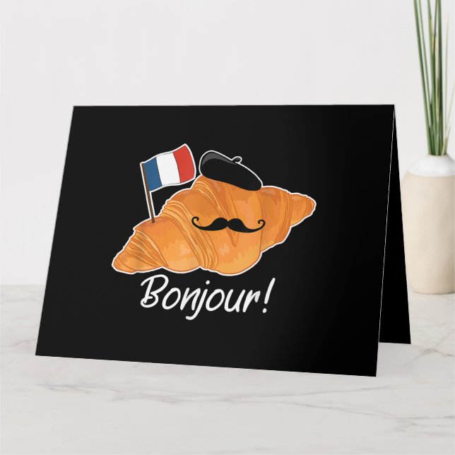 French Croissant Lover France Flag Francophile  Card (Front)