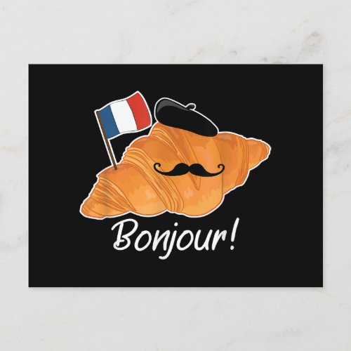French Croissant Lover France Flag Francophile  Holiday Postcard