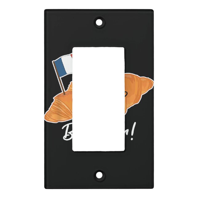 French Croissant Lover France Flag Francophile  Light Switch Cover (Front)