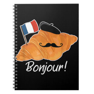 French Croissant Lover France Flag Francophile Notebook