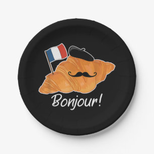French Croissant Lover France Flag Francophile  Paper Plates