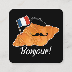 French Croissant Lover France Flag Francophile  Square Business Card