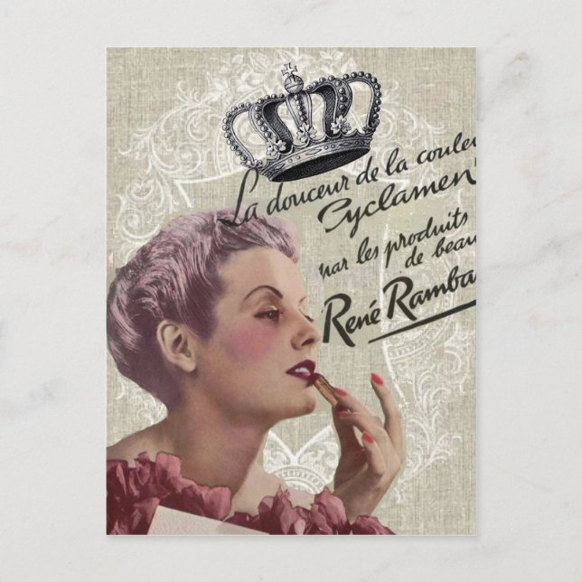 French Crown girly glamour fashionista parisian Postcard (Front)