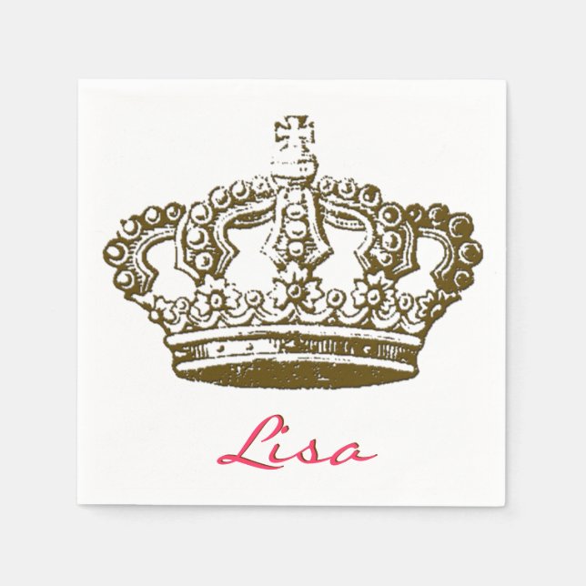 French Crown Personalized Paper Napkins (Front)