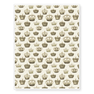 French Crowns on Gold Temporary Tattoos