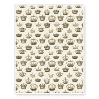 French Crowns on Gold Temporary Tattoos