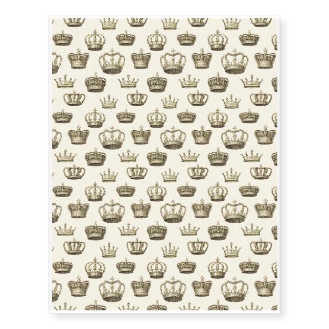French Crowns on Gold Temporary Tattoos (Front)