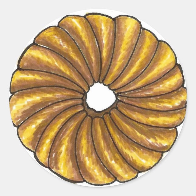 French Cruller Twist Breakfast Donut Doughnut Classic Round Sticker (Front)