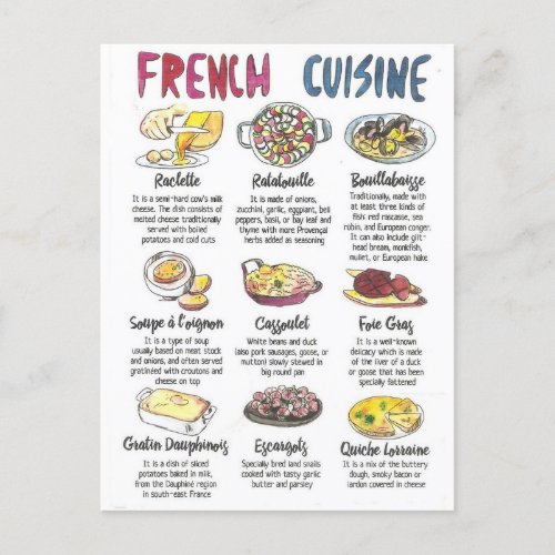 French cuisine postcard