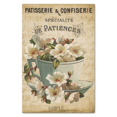 French Cup of Flowers Tissue Paper