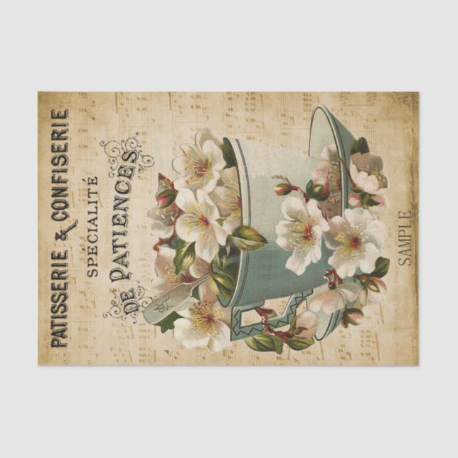 French Cup of Flowers Tissue Paper (Front)