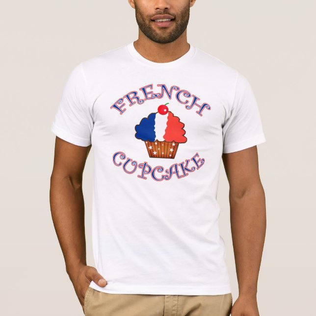 French Cupcake in French Flag Colors T-Shirt (Front)