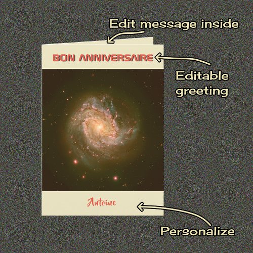 French custom text astronomy birthday card