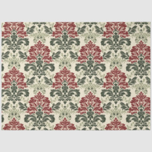 French Damask: Red & Green Christmas Tissue Paper