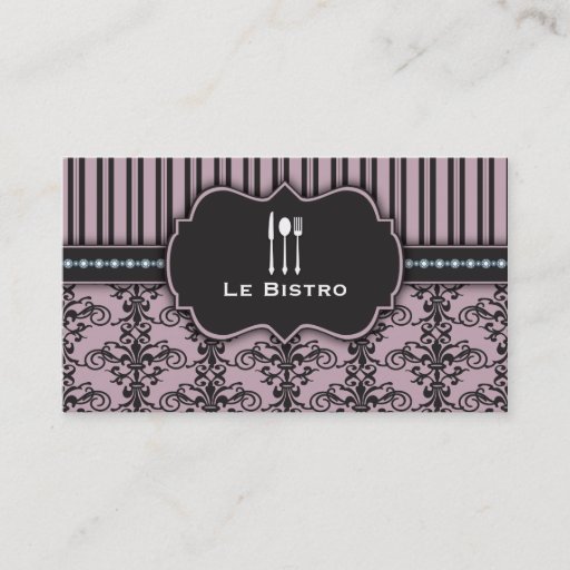 Customizable French Damask RestaurantChef Caterer Business Card