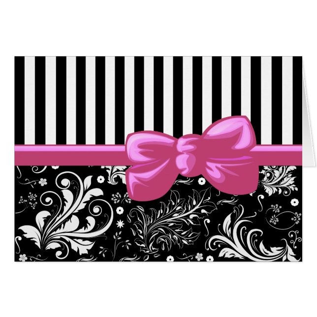 French Damask, Stripes, Lines, Black and White Cards (Front Horizontal)