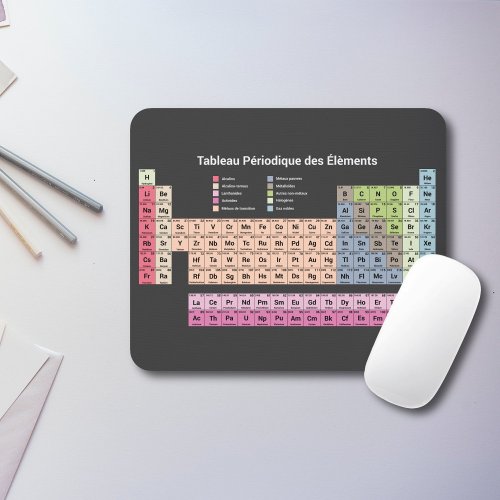 French Dark Periodic Table of Elements Mouse pad