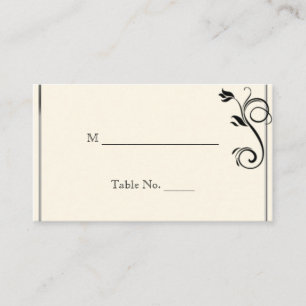 French Deco Rose Black Cream Wedding Place Cards