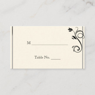 French Deco Rose Black Cream Wedding Place Cards