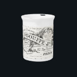 French Department Store Sign Pitcher<br><div class="desc">Gorgeous and classic,  we've created this lovely French lettering advertising a French department and furniture store and placed it on a background to resemble parchment paper.  Tres chic!</div>