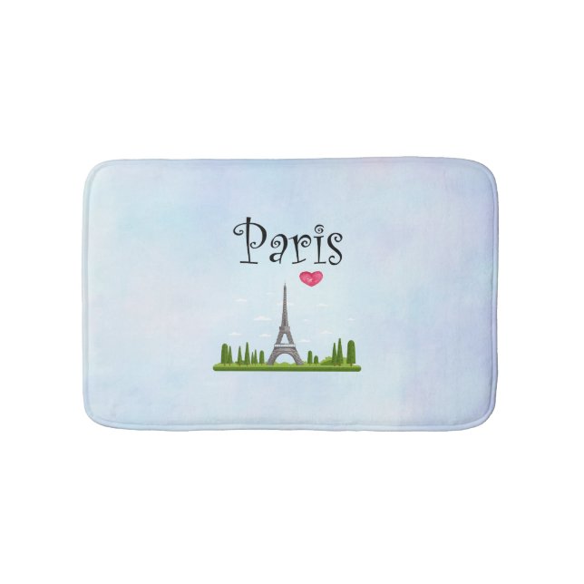 French Design - Eiffel Tower in Paris Bathroom Mat (Front)