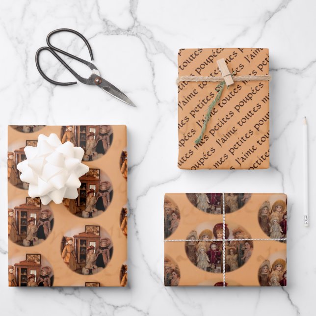 French Dolls and Friends Wrapping Paper Sheets (Front)