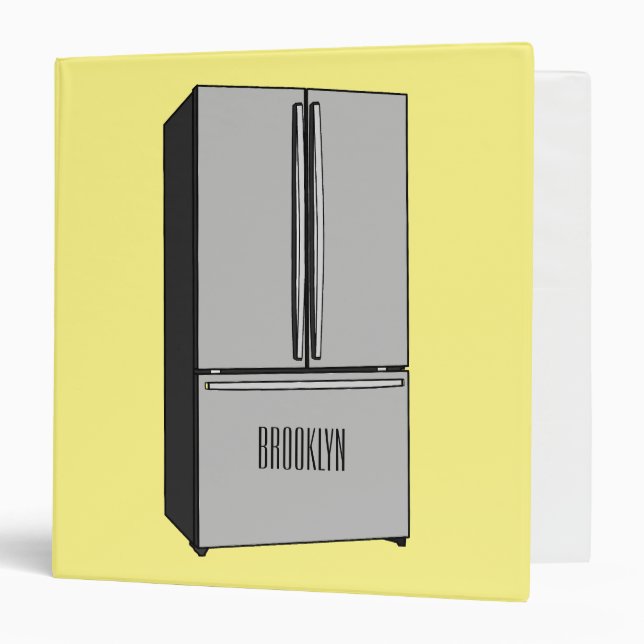 French door refrigerator cartoon illustration 3 ring binder (Front/Inside)