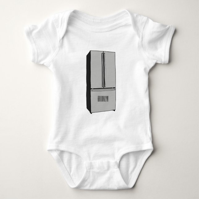 French door refrigerator cartoon illustration baby bodysuit (Front)