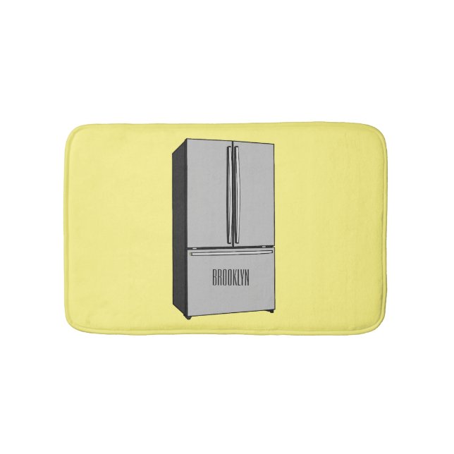 French door refrigerator cartoon illustration bath mat (Front)