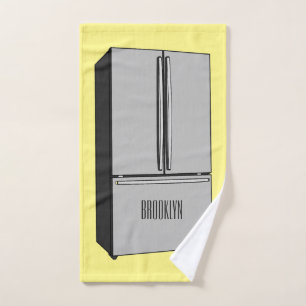French door refrigerator cartoon illustration bath towel set