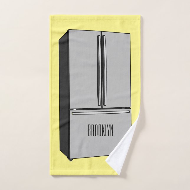 French door refrigerator cartoon illustration bath towel set (Hand Towel)