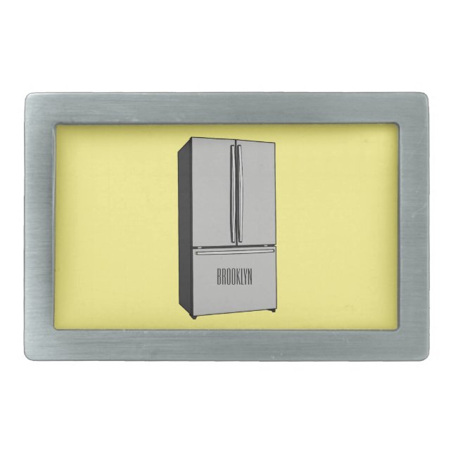 French door refrigerator cartoon illustration belt buckle (Front)