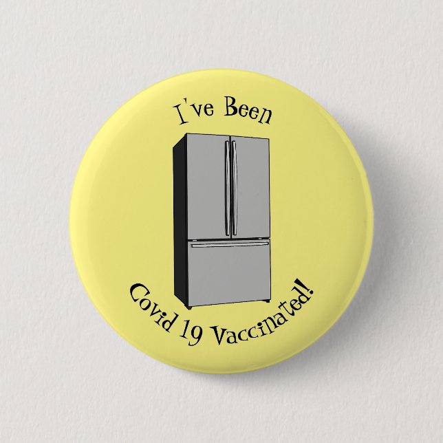 French door refrigerator cartoon illustration button (Front)