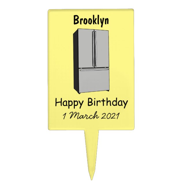 French door refrigerator cartoon illustration cake topper (Front)