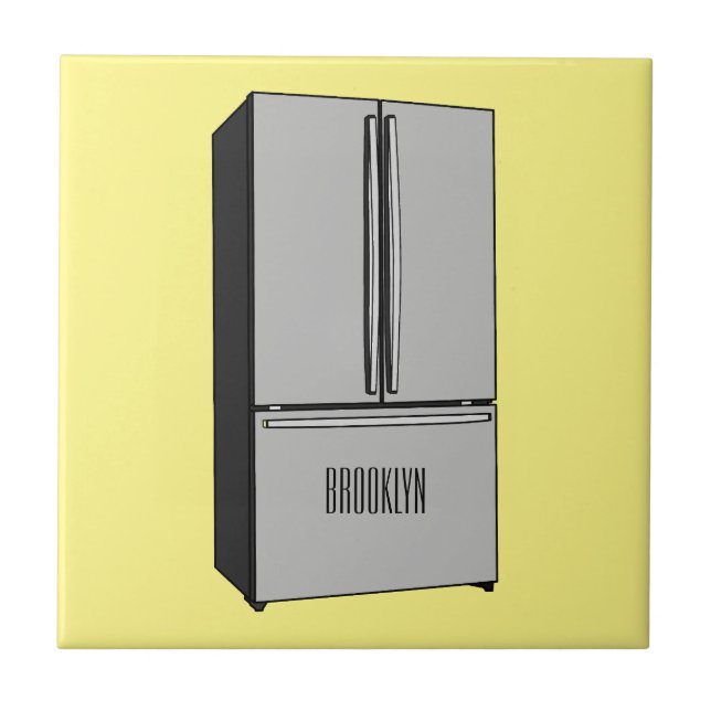 French door refrigerator cartoon illustration ceramic tile (Front)