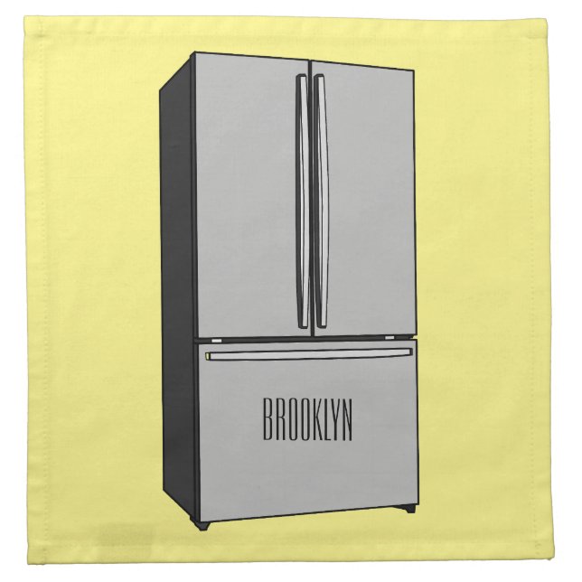 French door refrigerator cartoon illustration cloth napkin (Front)