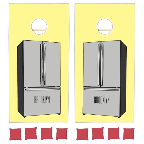 French door refrigerator cartoon illustration cornhole set