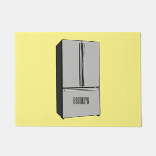 French door refrigerator cartoon illustration doormat