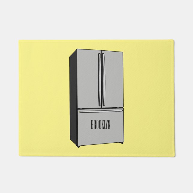 French door refrigerator cartoon illustration doormat (Front)