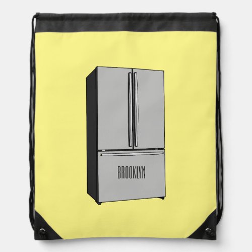 French door refrigerator cartoon illustration drawstring bag